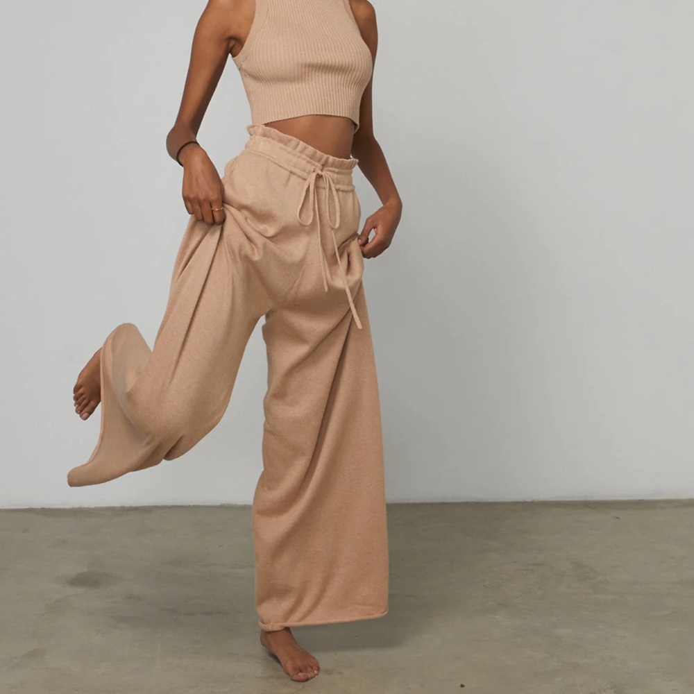 Lunya Cozy Cotton Silk Relaxed Wide Leg Knit Pants Size X-small - Picture 2 of 9